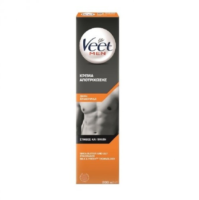 Veet Men Κρέμα Αποτρίχωσης για Άντρες για το Στήθος και Πλάτη για Ξηρό Δέρμα, 200ml