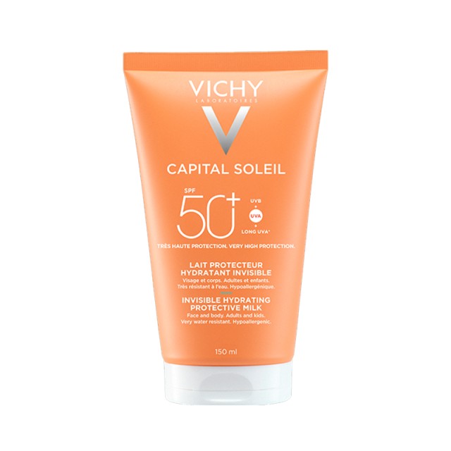 Vichy Capital Soleil Invisible Hydrating Milk SPF50+ Αδιάβροχο Αντηλιακό Γαλάκτωμα Προσώπου και Σώματος 150ml
