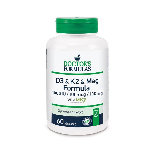 Doctors Formulas D3 & K2 & Mag Formula Συμπλήρωμα Διατροφής για Φυσιολογική Λειτουργία του Νευρικού & Μυϊκού Συστήματος 60caps