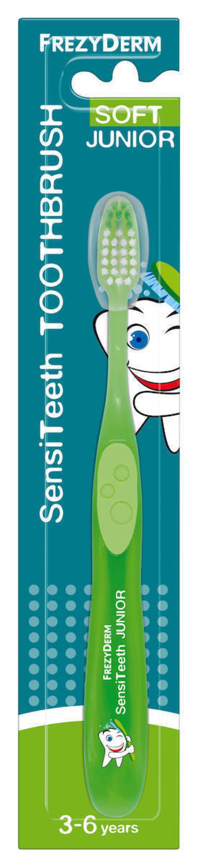 Frezyderm Sensiteeth Junior Toothbrush Soft Μαλακή Οδοντόβουρτσα Πράσινη 3-6 Ετών 1τμχ