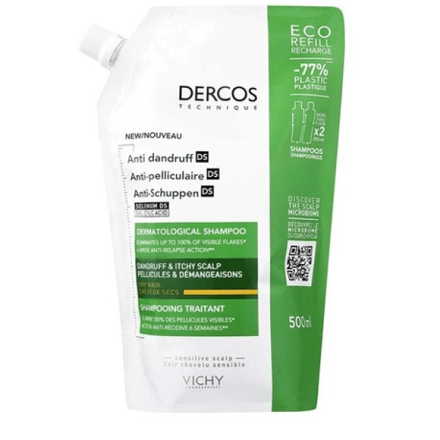 Vichy Dercos Anti-dandruff DS Σαμπουάν Κατά της Πιτυρίδας για Ξηρά Μαλλιά Refill 500ml