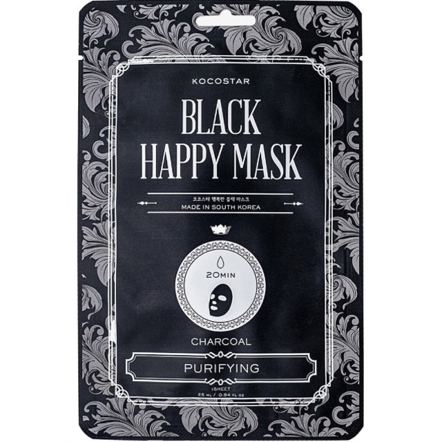 Kocostar Black Happy Mask Μάσκα Προσώπου Με Άνθρακα για Καθαρισμό / Ενυδάτωση / Λάμψη 1τμχ