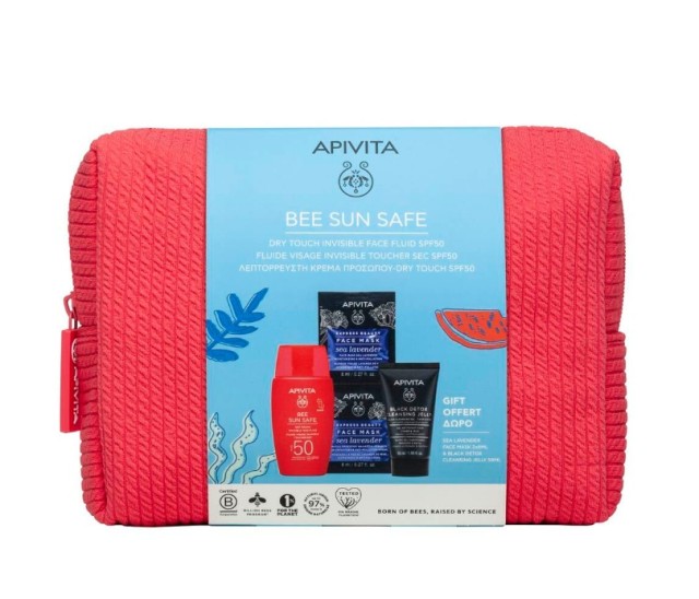 Apivita Promo Bee Sun Safe Dry Touch Face Fluid SPF50 50ml & Δώρο Face Mask Sea Lavender 2x8ml & Black Detox Cleansing Gel 50ml
