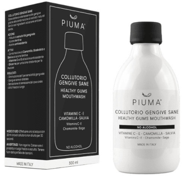 Piuma Healthy Gums Mouthwash Στοματικό Διάλυμα για Ευαίσθητα Ούλα Χωρίς Αλκοόλ - Γεύση Μέντα 300ml