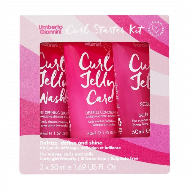 Umberto Giannini Curl Starter Kit Σετ Περιποίησης για Σγουρά Μαλλιά με Σαμπουάν 50ml & Curl Jelly Care Conditioner 50ml & Scrunching Jelly 50ml 3τμχ