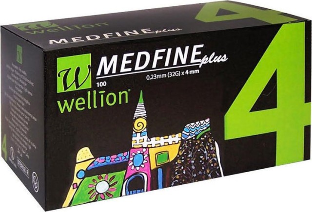 Wellion Medfine Plus 4mm 32G Βελόνες Πένας Ινσουλίνης 100τμχ
