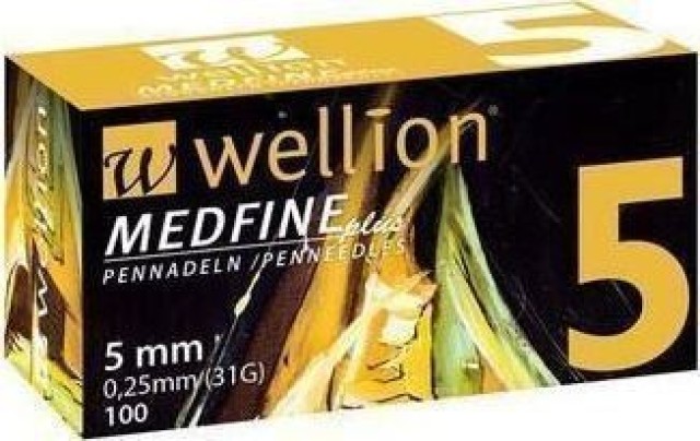 Wellion Medfine Plus 5mm 31G Βελόνες Πένας Ινσουλίνης 100τμχ