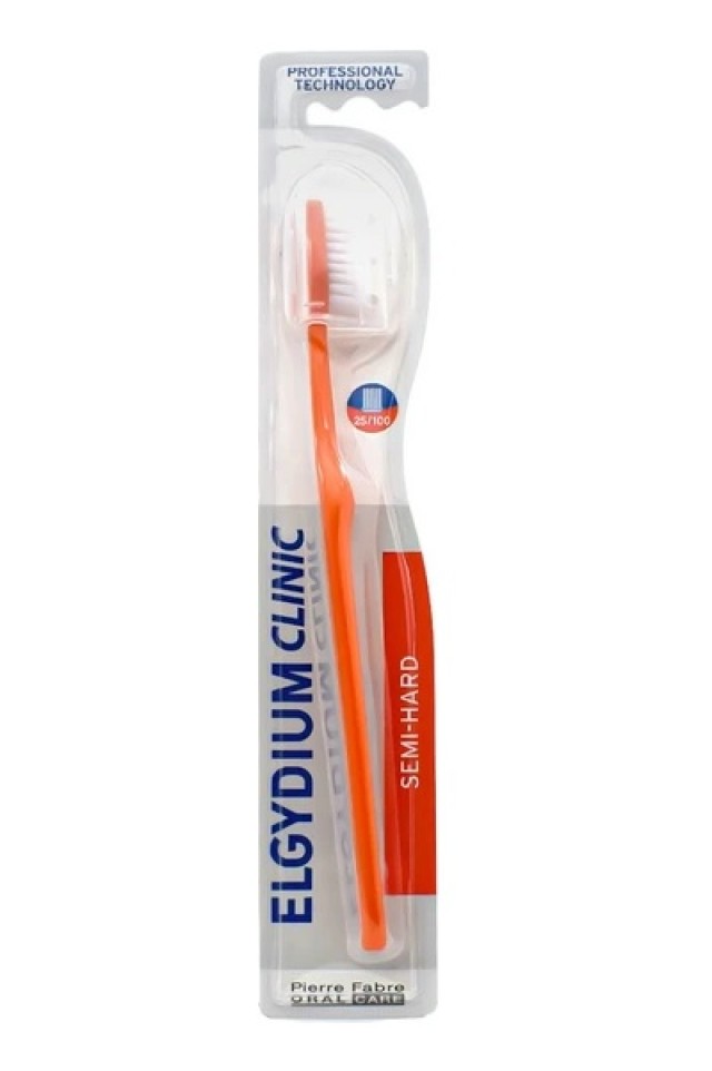 Elgydium Clinic Semi-Hard 25/100 Μέτρια Κλινική Οδοντόβουρτσα, Πορτοκαλί 1τμχ