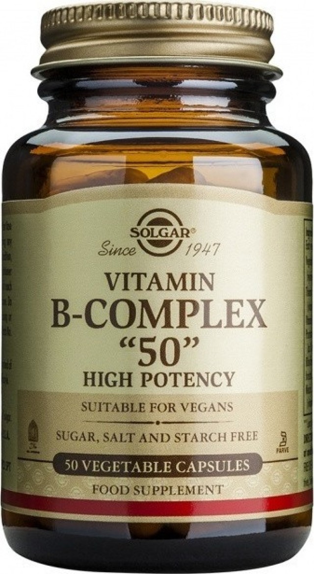Solgar B-Complex 50 Συμπλήρωμα Διατροφής με Όλες τις Βιταμίνες Β 50Veg. Caps