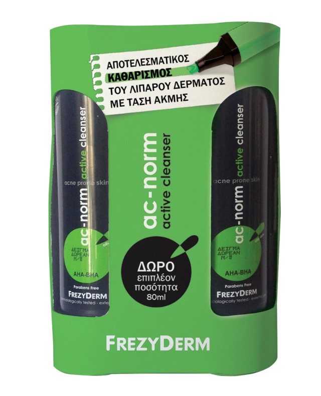 Frezyderm Promo Ac-Norm Active Cleanser, Τζελ Καθαρισμού για Λιπαρες Επιδ. 200ml & ΔΩΡΟ Επιπλέον 80ml
