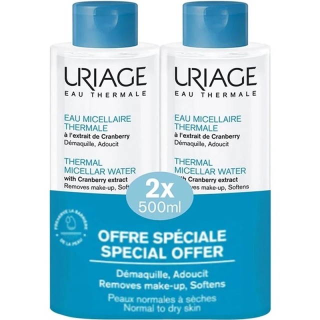 Uriage Promo Eau Micellaire Thermale Ιαματικό Νερό Καθαρισμού Προσώπου για Κανονικές Επιδερμίδες 2x500ml