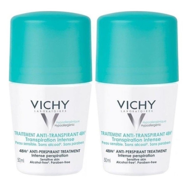 Vichy Anti-Transpirant 48h Αποσμητικό Roll-On για Έντονη Εφίδρωση 2x50ml