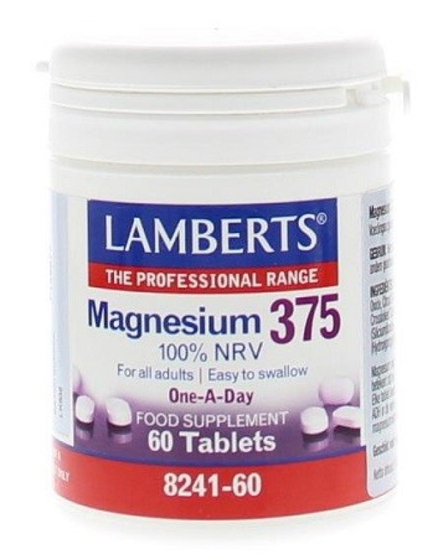 Lamberts Magnesium 375 100% NRV Συμπλήρωμα με τις 4 Σημαντικές Μορφές Αλάτων του Μαγνησίου 60Tabs