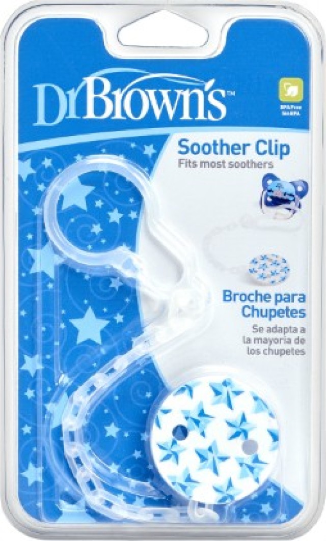 Dr. Browns Soother Clip Κλιπ Πιπίλας με Αλυσίδα Μπλε 1τμχ