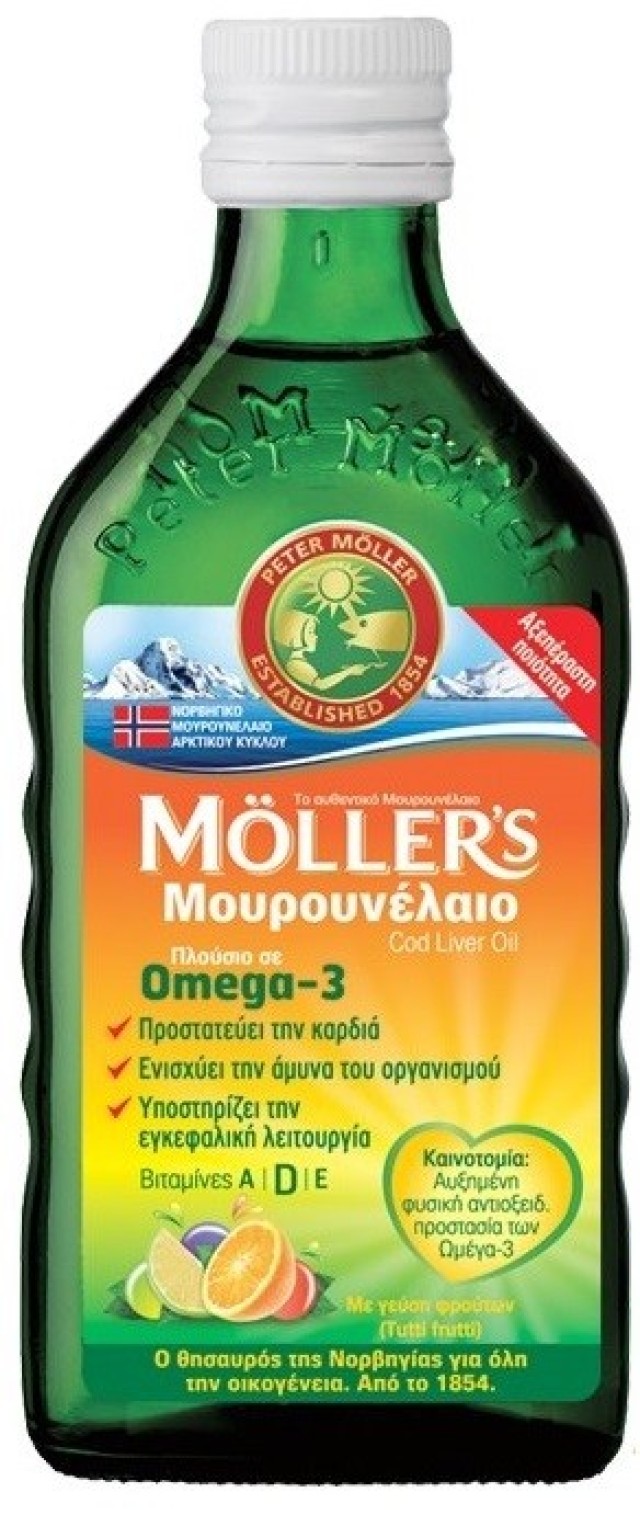 Mollers Cod Liver Oil Υγρό Μουρουνέλαιο με Γεύση Φρούτων 250ml