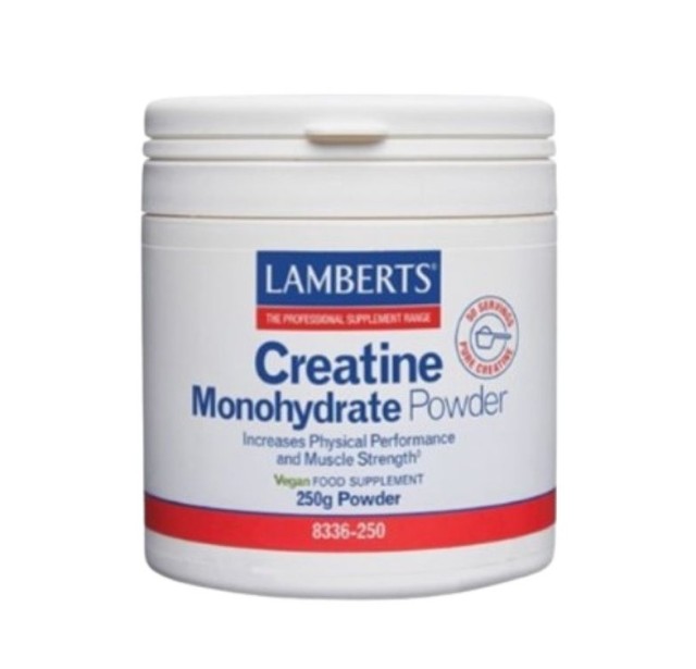 Lamberts Creatine Monohydrate Powder 100% καθαρή Μικροϊονισμένη Μονοϋδρική Κρεατίνη σε Σκόνη 250g