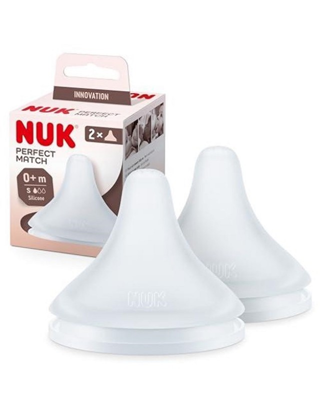 Nuk Perfect Match Θηλή Σιλικόνης Μέγεθος S Μικρής Ροής για 0+ μηνών 2τμχ