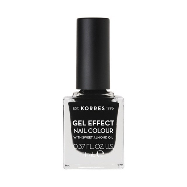 Korres Gel Effect Nail Colour 100 Black Βερνίκι Νυχιών με Αμυγδαλέλαιο 11ml