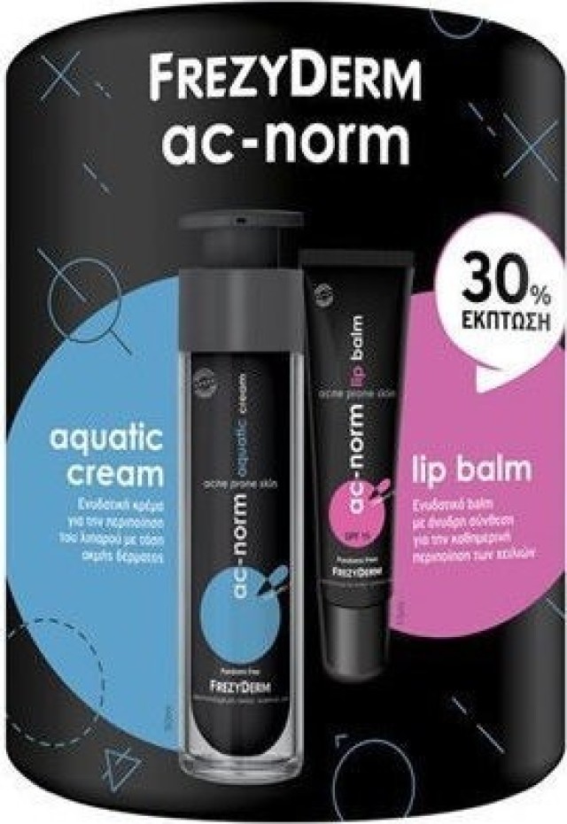 Frezyderm Set AC-Norm Aquatic Cream Ενυδατική Κρέμα Για Δέρμα Υπό Φαρμακευτική Αγωγή 50ml& AC-Norm Ενυδατικό Lip Balm SPF15 15ml
