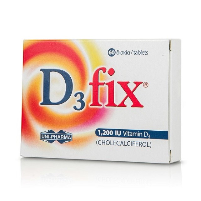 Uni-Pharma D3 Fix 1200iu Συμπλήρωμα Διατροφής με Βιταμίνη D3 60Tabs