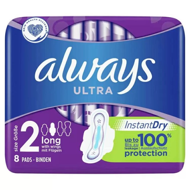 Always Ultra Long Size 2 Σερβιέτες Με Φτερά, 8τμχ