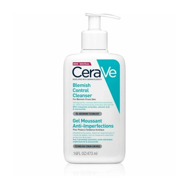 CeraVe Blemish Control Face Cleanser Τζελ Καθαρισμού Προσώπου Για Επιδερμίδες Με Ατέλειες 473ml