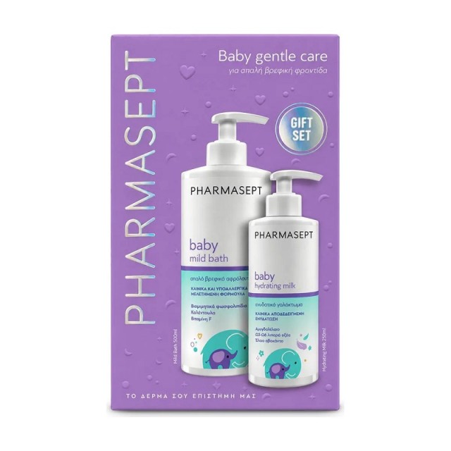 Pharmasept Gift Set Baby Gentle Care με Mild Bath Βρεφικό Σαμπουάν-Αφρόλουτρο 500ml & Baby Hydrating Milk Βρεφικό Γαλάκτωμα Σώματος 250ml