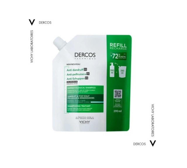 Vichy Dercos Anti-dandruff DS Σαμπουάν Κατά της Πιτυρίδας για Λιπαρά Μαλλιά Refill 390ml