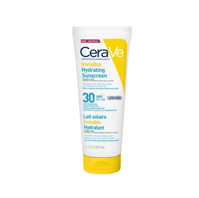 Cerave Invisible Hydrating Sunscreen spf30 Αντηλιακό Γαλάκτωμα για Πρόσωπο & Σώμα με Ceramides 75ml
