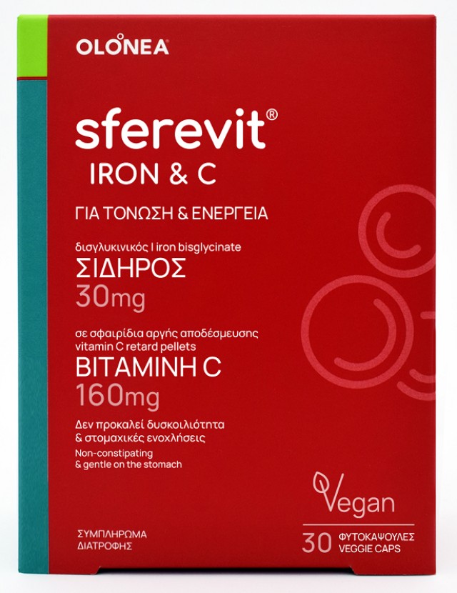 Olonea Sferevit Iron & C Συμπλήρωμα Διατροφής με Σίδηρο & Βιταμίνη C για τη Μείωση της Κόπωσης 30φυτοκάψουλες