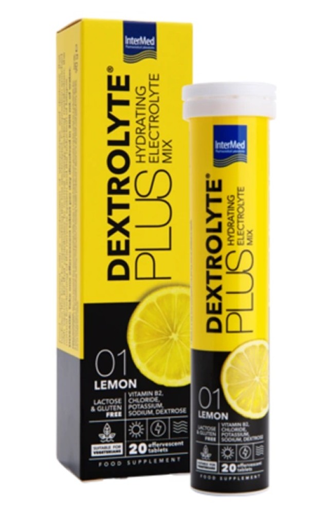 Intermed Dextrolyte Plus Ηλεκτρολύτες και Βιταμίνη B2 με Γεύση Λεμόνι 20 αναβ. δισκία