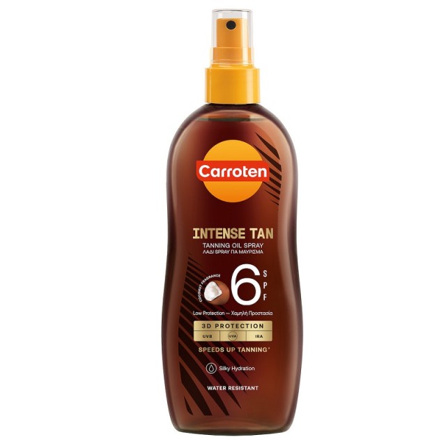 Carroten Intense Tan Oil Spray SPF6 Αδιάβροχο Αντηλιακό Λάδι Μαυρίσματος με Άρωμα Καρύδας 200ml