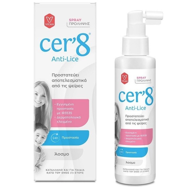 Vican Cer8 Anti-Lice Λοσιόν Πρόληψης Κατά των Ψειρών & της Κόνιδας Άοσμο 150ml