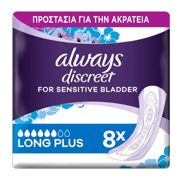 Always Discreet Lady Size 6 Σερβιέτες Για Ακράτεια Long Plus 8τμχ