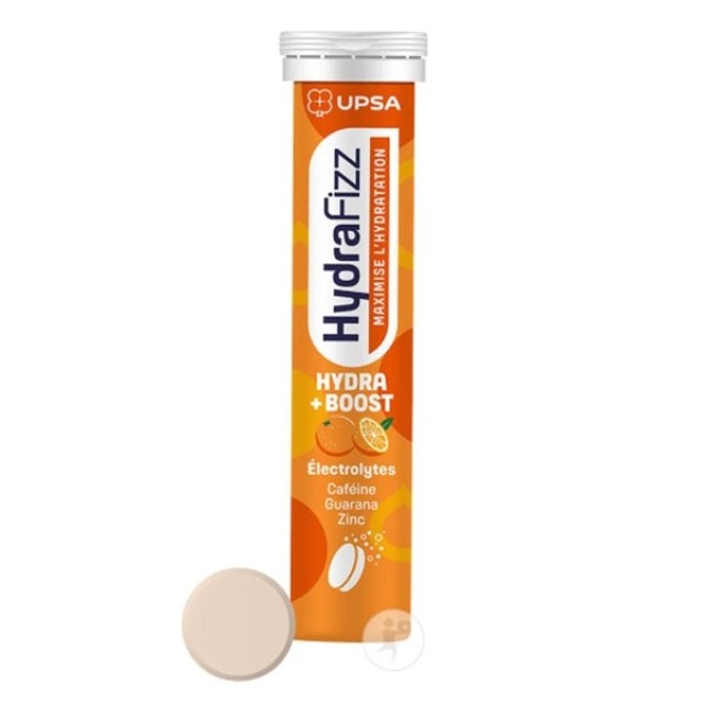 Upsa HydraFizz Boost Ηλεκτρολύτες με Καφεϊνη και Guarana με Γεύση Πορτοκάλι 16 Αναβράζοντα Δισκία