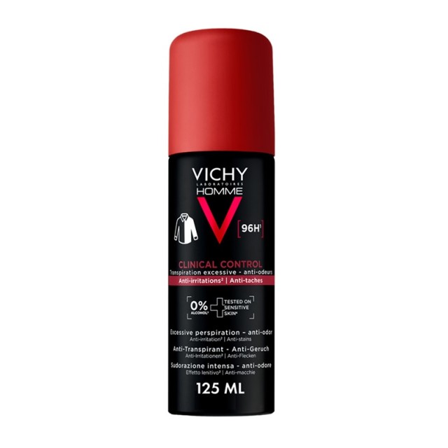 Vichy Homme Clinical Control Ανδρικό Αποσμητικό Σπρέι Για 96ώρες Προστασίας 125ml