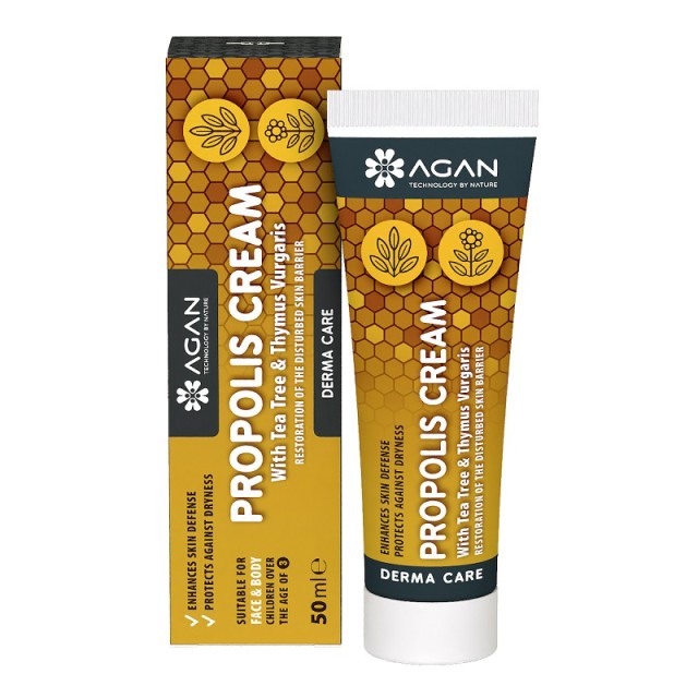 Agan Propolis Cream Κρέμα Πρόπολης με Τεiόδεντρο & Θυμάρι Αντιμικροβιακή & Αντιβακτηριδιακή Δράση 50ml