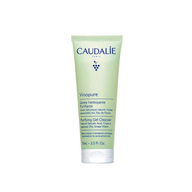 Caudalie Vinopure Purifying Gel Cleanser Τζελ Καθαρισμού Προσώπου για Λιπαρές με Τάση Ακμής Επιδερμίδες 75ml