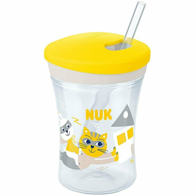 Nuk Action Cup Κίτρινο Εκπαιδευτικό Κύπελλο με Καλαμάκι 12+m 230ml