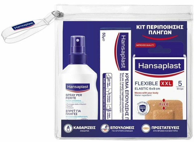 Hansaplast Kit Περιποίησης Πληγών Αντισηπτικό Spray για Πληγές 100ml & Κρέμα Επούλωσης Πληγών 50gr & Ελαστικά Επιθέματα 20τμχ