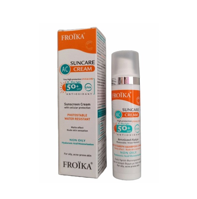 Froika AC Suncare Cream SPF50+ Αδιάβροχη Αντηλιακή Κρέμα Προσώπου Για Λιπαρό Δέρμα Με Τάση Ακμής 50ml