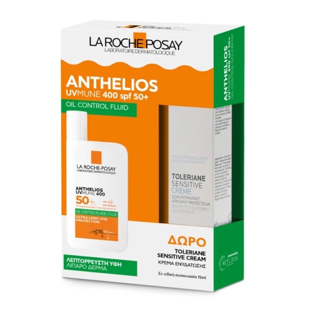 La Roche Posay Promo Anthelios UVmune 400 SPF50+ Oil Control Fluid Λεπτόρρευστο Αντηλιακό 50ml & Δώρο Toleriane Sensitive Cream 15ml