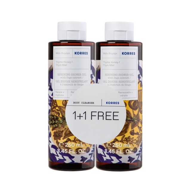 Korres Body Cleanser Thyme Honey Αφρόλουτρο Μέλι Θυμάρι 2x250ml (1+1 ΔΩΡΟ)