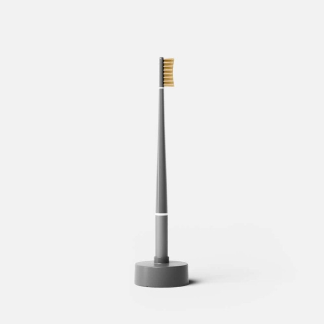 Piuma Vitamin C Medium Brush Asphalt Grey Μέτρια Οδοντόβουρτσα με Βιταμίνη C Γκρι & Βάση-ημερολόγιο 1τμχ
