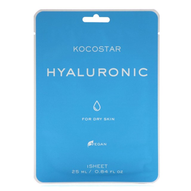 Kocostar Hyaluronic Face Sheet Mask Εμποτισμένη Μάσκα Θρέψης και Ενυδάτωσης για Ξηρές Επιδερμίδες 1τμχ