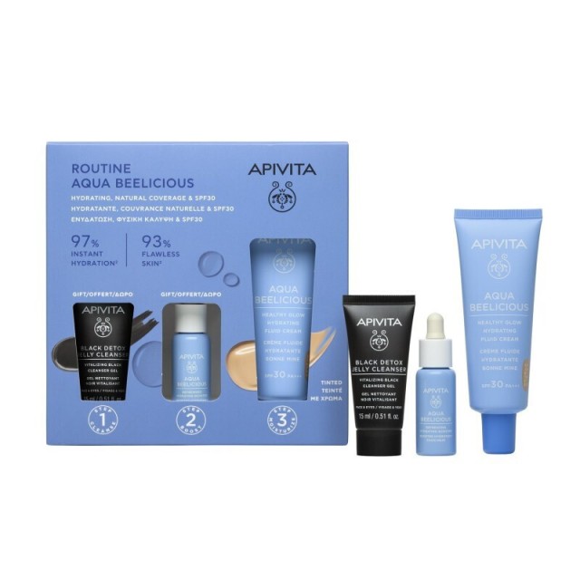 Apivita Promo Aqua Beelicious Λεπτόρρευστη Κρέμα Ενυδάτωσης με Χρώμα SPF30 40ml & ΔΩΡΟ Τζελ Καθαρισμού 15ml & Booster Αναζωογόνησης 10ml