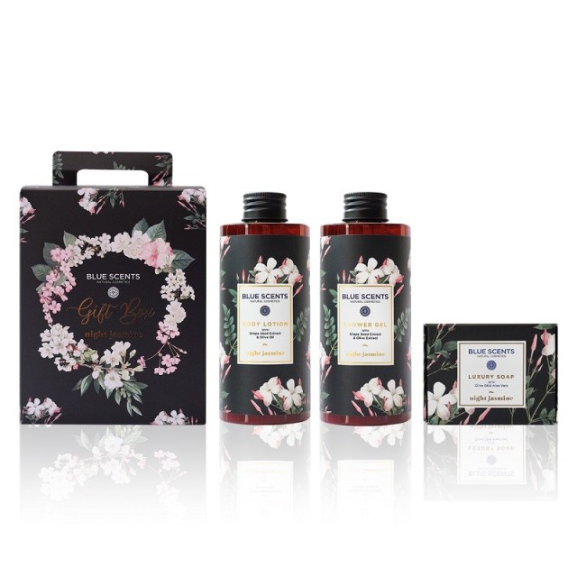 Blue Scents Gift Box Night Jasmine Shower Gel 300ml & Body Lotion 300ml & Soap 133gr