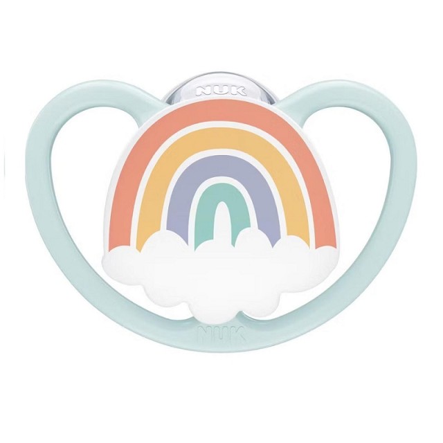 Nuk Space Πιπίλα Σιλικόνης Σιελ Ουράνιο Τόξο 0-6m 1τμχ